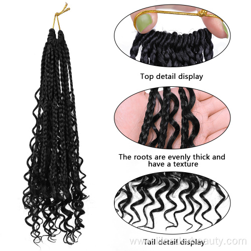 Boho Box Braids Curly Ends Synthetic Crochet Hair